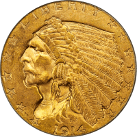 1914 Indian Gold Quarter Eagle ($2.50) OGH OBVERSE Image