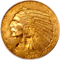 1915 Indian Gold Half Eagle ($5) OGH Obverse Image