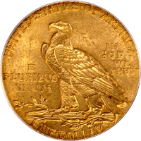 1915 Indian Gold Half Eagle ($5) OGH Reverse Image