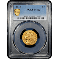 1915 Indian Gold Half Eagle ($5) Obverse Slab Image
