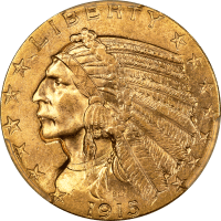 1915 Indian Gold Half Eagle ($5) Obverse Image
