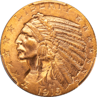 1915 Indian Gold Half Eagle ($5) Obverse Image