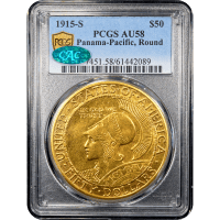 1915-S Panama-Pacific Round Commemorative Gold Fifty Dollar ($50) Obverse Slab Image