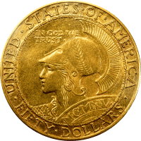1915-S Panama-Pacific Round Commemorative Gold Fifty Dollar ($50) Obverse Image