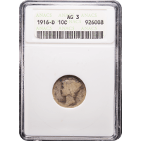 1916-D Mercury Dime (10c) Obverse Slab Image