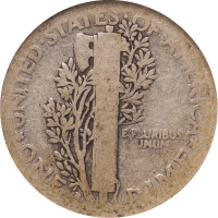 1916-D Mercury Dime (10c) Reverse Image