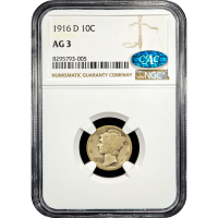 1916-D Mercury Dime (10c) Obverse Slab Image