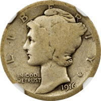 1916-D Mercury Dime (10c) Obverse Image