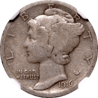 1916-D Mercury Dime (10c) Obverse Image