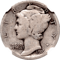 1916-D Mercury Dime (10c) Obverse Image