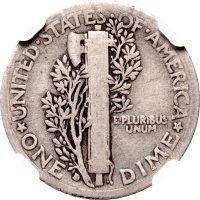 1916-D Mercury Dime (10c) Reverse Image