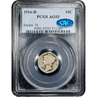 1916-D Mercury Dime (10c) Obverse Slab Image