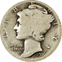 1916-D Mercury Dime (10c) Obverse Image