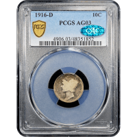 1916-D Mercury Dime (10c) Obverse Slab Image