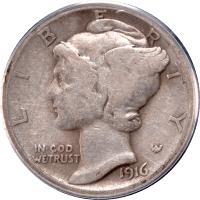 1916-D Mercury Dime (10c) Obverse Image