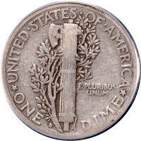 1916-D Mercury Dime (10c) Reverse Image