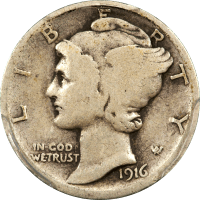 1916-D Mercury Dime (10c) OBVERSE Image