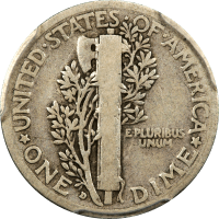 1916-D Mercury Dime (10c) REVERSE Image
