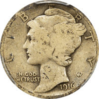 1916-D Mercury Dime (10c) OBVERSE Image