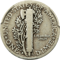 1916-D Mercury Dime (10c) Reverse Image