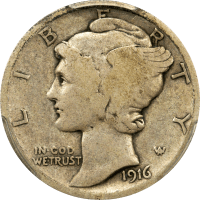 1916-D Mercury Dime (10c) OBVERSE Image