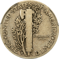 1916-D Mercury Dime (10c) REVERSE Image