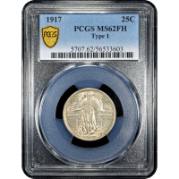 1917 Type 1 Standing Liberty Quarter (25c) Obverse Slab Image