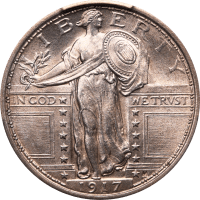 1917 Type 1 Standing Liberty Quarter (25c) Obverse Image