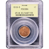 1918-S Lincoln Cent (1c) OGH SLAB Image