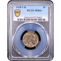 1918/7-D Buffalo Nickel (5c) Obverse Slab Image