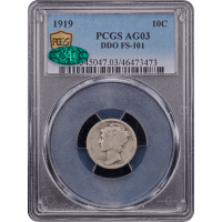1919 Doubled Die Mercury Dime (10c) Obverse Slab Image