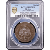 1920 Mexico Medal Grove-P185b Ae Obverse Slab Image
