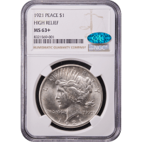 1921 High Relief Peace Dollar ($1)  Obverse Slab Image