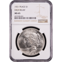 1921 High Relief Peace Dollar ($1) Obverse Slab Image
