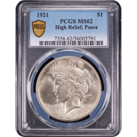 1921 High Relief Peace Dollar ($1) SLAB Image