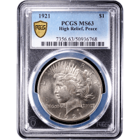1921 High Relief Peace Dollar ($1) SLAB Image