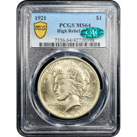 1921 High Relief Peace Dollar ($1) Obverse Slab Image