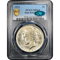 1921 High Relief Peace Dollar ($1) SLAB Image