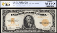 1922 $10 Gold Certificate Obverse Image