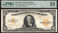 1922 $10 Gold Certificate Obverse Image