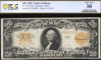 1922 $20 Gold Certificate OBVERSE Image
