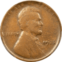 1922 No D Lincoln Cent (1c) Strong Reverse OBVERSE Image