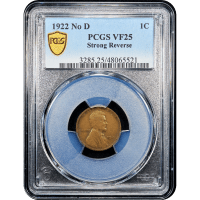1922 No D Lincoln Cent (1c) Strong Reverse  Obverse Slab Image