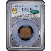1922 No D Lincoln Cent (1c) Strong Reverse SLAB Image
