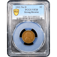1922 No D Strong Reverse Lincoln Cent (1c) SLAB Image