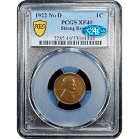 1922 No D Strong Reverse Lincoln Cent (1c) Obverse Slab Image