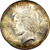 1922 Peace Dollar ($1) Rainbow Toner OBVERSE Image
