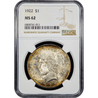 1922 Peace Dollar ($1) Rainbow Toner SLAB Image