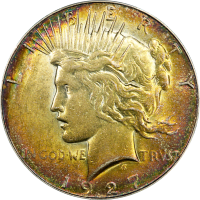 1927-S Peace Dollar ($1) Rainbow Toner OBVERSE Image