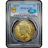 1927-S Peace Dollar ($1) Rainbow Toner SLAB Image
